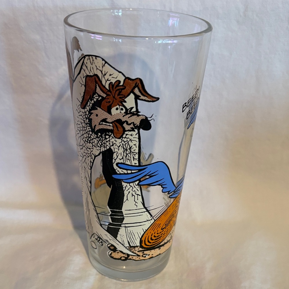 Pepsi Cartoon Roadrunner & Coyote Glass - Blue, Brown, Black